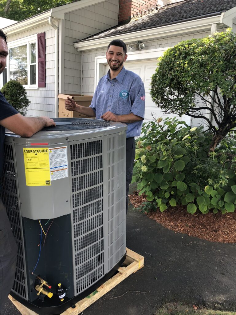 128 service person with heating system 