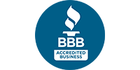 128 Plumbing Partners BBB Accredited Business logo featuring a white torch symbol and text on a circular blue background.