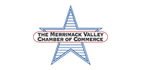 Logo of The Merrimack Valley Chamber of Commerce featuring a blue and white star with red accents, the organization’s name in a white oval across the center, and highlighting 128 Plumbing Partners’ commitment to community collaboration.