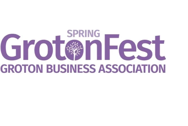 Logo for the Spring GrotonFest organized by the Groton Business Association, featuring a tree inside the letter "o" in GrotonFest.