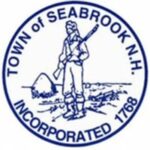 The seal of the Town of Seabrook, N.H., featuring a person with a musket standing outdoors, with text "INCORPORATED 1768.