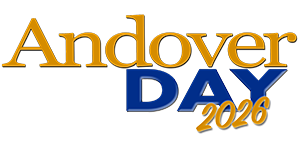 Logo with the words "Andover Day 2026" in gold and blue text on a light background.