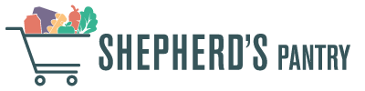 Logo for Shepherd’s Pantry featuring a shopping cart filled with produce.